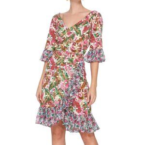 All Things Mochi Philippa Ruffled Printed Wrap Dress size Small